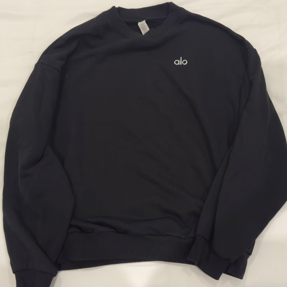 ALO Yoga Black Alcolade Crew Neck Pullover